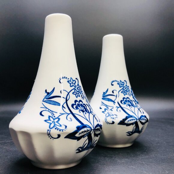 Vintage 60s Classic JG Meakin England BLUE NORDIC Salt Pepper Shaker Set - Picture 4 of 10